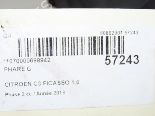 Left headlight CITROËN C3 Picasso (SH_) 1.6 HDI 90 | BP36246817C28 - Image 5