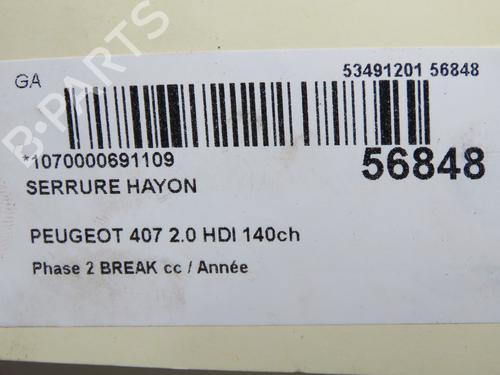 Tailgate lock PEUGEOT 407 SW (6E_, 6D_) 2.0 HDi | BP32399720C101