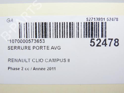 Venstre foran lås RENAULT CLIO II (BB_, CB_) 1.5 dCi (BB3N, CB3N) (84 hp) 28802027