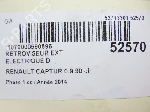 Right mirror RENAULT CAPTUR I (J5_, H5_) 0.9 TCe 90 | BP28968640C27 