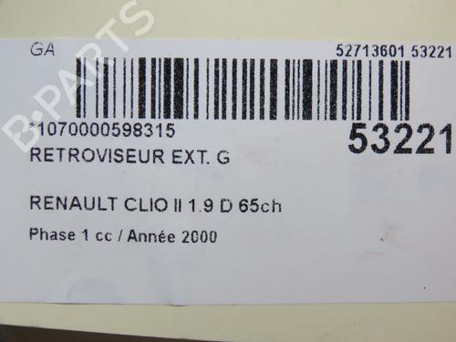 Left mirror RENAULT CLIO II (BB_, CB_) 1.9 D (B/CB0E, BB0J) | BP28831550C26 