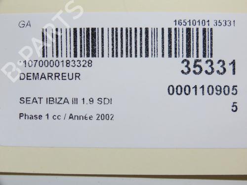 Used Starter Starter SEAT IBIZA III (6L1) 1.9 SDI (64 hp) 36493415 36493415