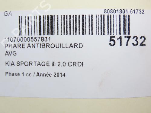 Left front fog light KIA SPORTAGE III (SL) 2.0 CRDi AWD | BP26049185C30