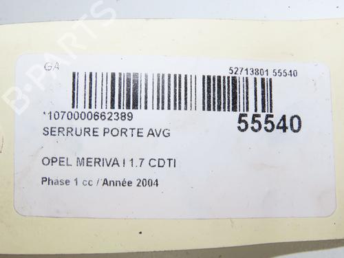Front left lock OPEL MERIVA A MPV (X03) 1.7 CDTI (E75) | BP31120877C98