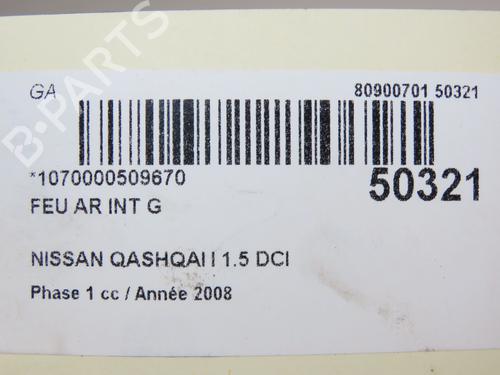 Left tailgate light NISSAN QASHQAI / QASHQAI +2 I (J10, NJ10, JJ10E) 1.5 dCi | BP18926256C79 