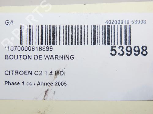 Warning switch CITROËN C2 (JM_) 1.4 HDi | BP28801697I22 