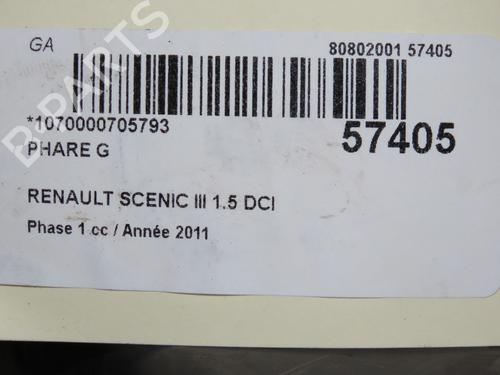 Used Left headlight RENAULT SCÉNIC III (JZ0/1_) 1.5 dCi (110 hp) 32308434