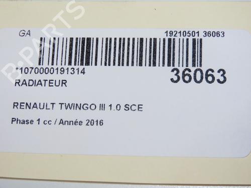 Used Water radiator Water radiator RENAULT TWINGO III (BCM_, BCA_) 1.0 SCe 70 (71 hp) 9603329 9603329