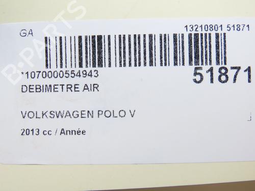 Mass air flow sensor VW POLO V (6R1, 6C1) 1.6 TDI | BP28828784M95