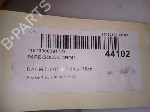 Used Right sun visor DACIA SANDERO II 1.2 (75 hp) 11103855