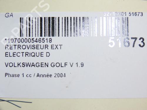 Used Right mirror VW GOLF V (1K1) 1.9 TDI (90 hp) 28831355