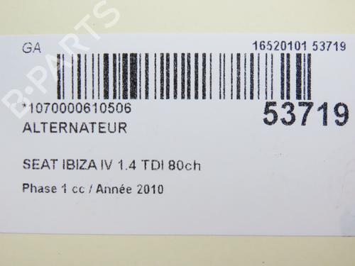 Used Alternator SEAT IBIZA IV (6J5, 6P1) 1.4 TDI (80 hp) 28967085