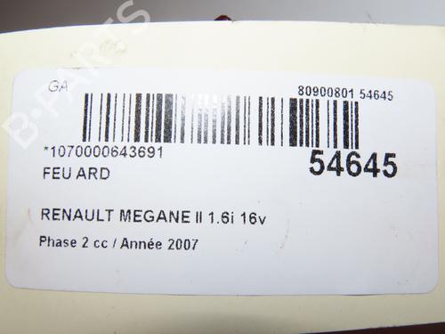 Højre baglygte RENAULT MEGANE II (BM0/1_, CM0/1_) 1.6 16V | BP29469790C35 