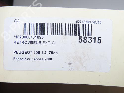 Used Left mirror Left mirror PEUGEOT 206+ (2L_, 2M_) 1.4 i (2LKFWA, 2MKFWA) (75 hp) 40026368 40026368