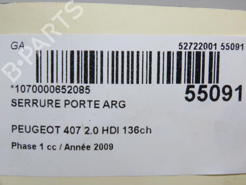 Venstre bagtil lås PEUGEOT 407 (6D_) 2.0 HDi 135 (6DRHRH, 6DRHRE, 6DRHRG, 6DRHRJ) (136 hp) 31120973