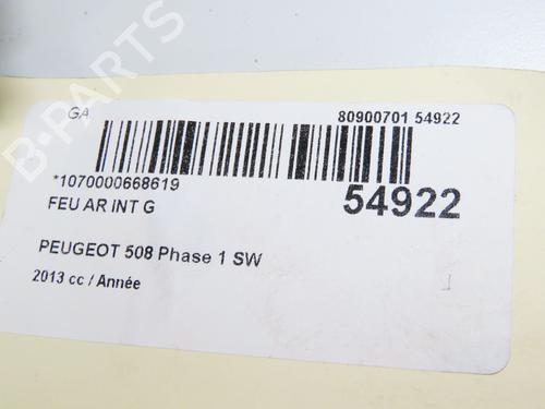 Used Left tailgate light PEUGEOT 508 SW I (8E_) 1.6 HDi (115 hp) 31819632