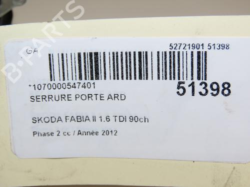 Rear right lock SKODA FABIA II (542) 1.6 TDI | BP28969035C99 