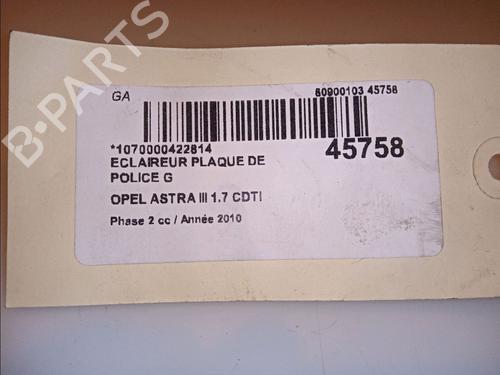 Used Licence plate light OPEL ASTRA H GTC (A04) 1.7 CDTI (L08) (110 hp) 14880887