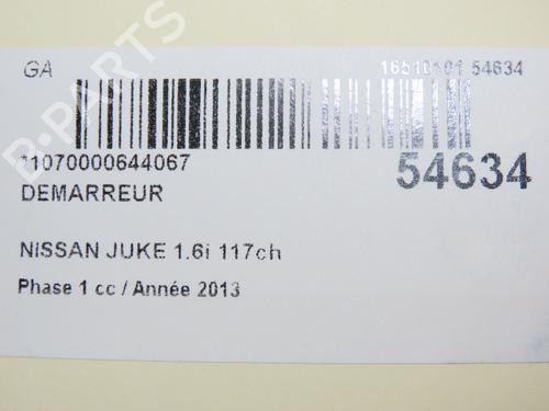 Used Starter NISSAN JUKE (F15) 1.6 (117 hp) 29294136
