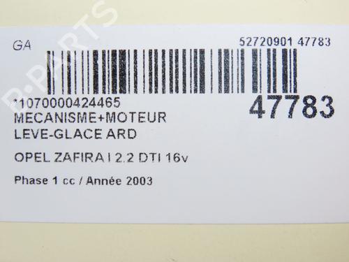 Rear right window mechanism OPEL ZAFIRA A MPV (T98) 2.2 DTI 16V (F75) | BP23176720C25 