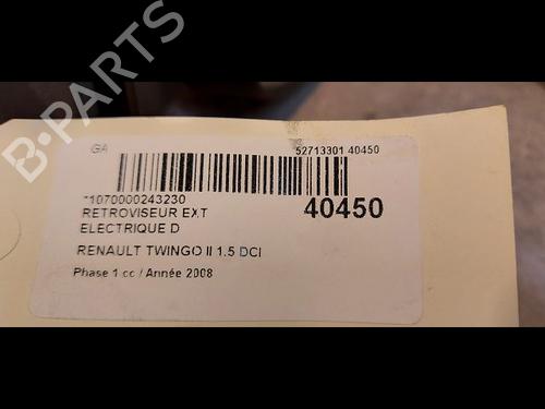 Used Right mirror RENAULT TWINGO II (CN0_) 1.5 dCi (CN0E) (64 hp) 9609020