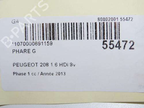 Left headlight PEUGEOT 208 I (CA_, CC_) 1.6 HDi | BP32037967C28 