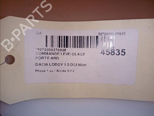 Used Right rear window switch DACIA LODGY (JS_) 1.5 dCi (JSMC, JSAF) (107 hp) 11103079