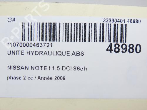 ABS pump NISSAN NOTE (E11, NE11) 1.5 dCi | BP23098663M43 