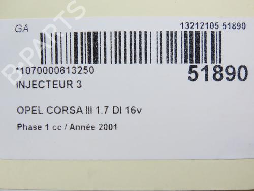 Used Injector OPEL CORSA C (X01) 1.7 DI (F08, F68) (65 hp) 28828905