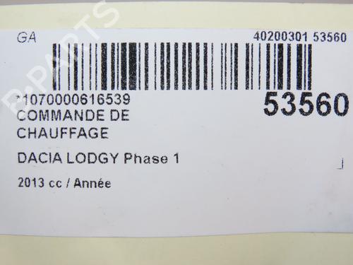 AC Styreenhet / Manøvreringsenhet DACIA LODGY (JS_) 1.2 TCe (JSAY, JSM0) (115 hp) 28830376