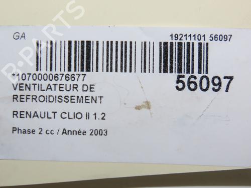 Used Radiator fan RENAULT CLIO II (BB_, CB_) 1.2 (BB0A, BB0F, BB10, BB1K, BB28, BB2D, BB2H, CB0A,... (58 hp) 30955790