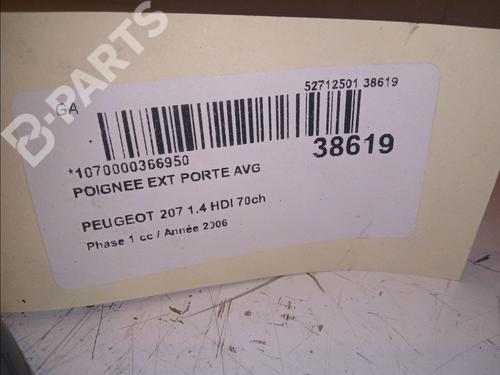 Front left exterior door handle PEUGEOT 207 (WA_, WC_) 1.4 HDi | BP11102314C128 