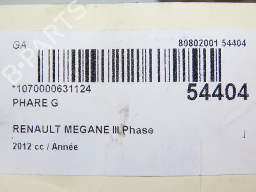 Left headlight RENAULT MEGANE III Hatchback (BZ0/1_, B3_) 1.5 dCi (BZ09, BZ0D, BZ1W, BZ29, BZ14) | BP28802263C28 