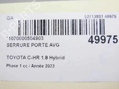 Used Front left lock TOYOTA C-HR (_X1_) 1.8 Hybrid (ZYX10_, ZYX11_, ZYX10R, ZYX11R) (122 hp) 28831636