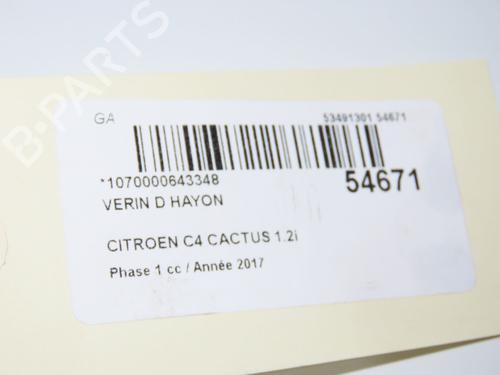 Used Tailgate lift support Tailgate lift support CITROËN C4 CACTUS 1.2 THP 110 (110 hp) 33893153 33893153