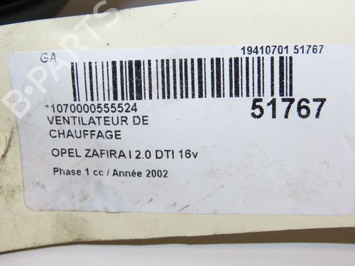 Heater blower motor OPEL ZAFIRA A MPV (T98) 2.0 DTI 16V (F75) | BP21799790M62 