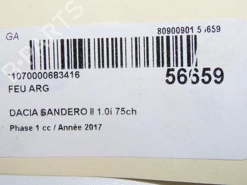 Used Left taillight DACIA SANDERO II 1.0 SCe 75 (B8JC, B8JD, B8NC) (73 hp) 31605923