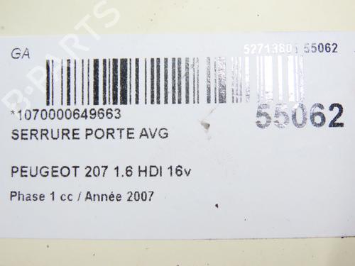 Front left lock PEUGEOT 207 (WA_, WC_) 1.6 HDi | BP28802044C98 