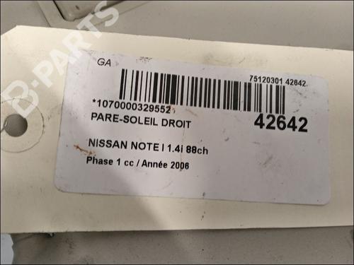 Right sun visor NISSAN NOTE (E11, NE11) 1.6 | BP10063538I2 