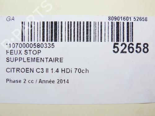 Luz central de freno CITROËN C3 II (SC_) 1.4 HDi 70 (SC8HZC, SC8HR0, SC8HP4) (68 hp) 28969726