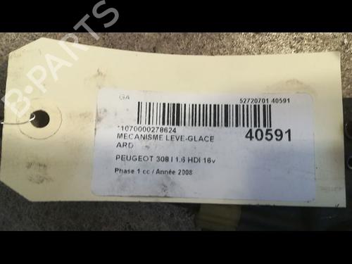 Used Rear right window mechanism PEUGEOT 308 I (4A_, 4C_) 1.6 HDi (90 hp) 9613808