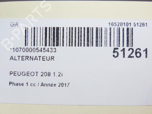 Lichtmaschine für PEUGEOT 208 I (CA_, CC_) 1.2 VTI 82 (82 hp) 28829076