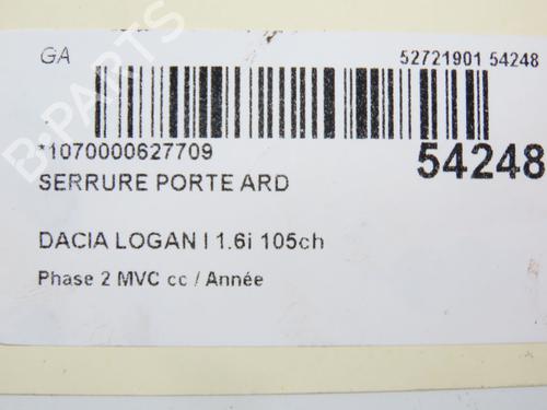 Højre bagtil lås DACIA LOGAN MCV (KS_) 1.6 16V Hi-Flex (105 hp) 28831960