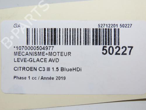 Used Front right window mechanism CITROËN C3 III (SX) 1.5 BlueHDi 100 (SXYHYP, SXYHTU) (102 hp) 19069210