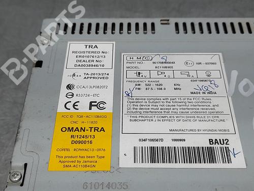Radio HYUNDAI i10 II (BA, IA)  | BP3710606E6 