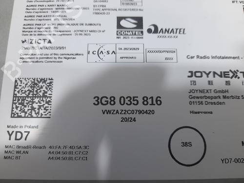 Radio VW TAIGO (CS1) 1.5 TSI | BP32507921E6