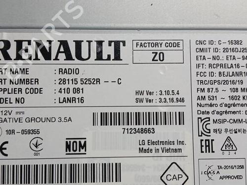 Radio RENAULT MEGANE IV Hatchback (B9A/M/N_)  | BP25469114E6 