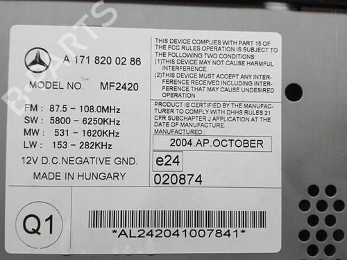 Radio MERCEDES-BENZ SLK (R170) 200 Kompressor (170.444) | BP24675533E6 