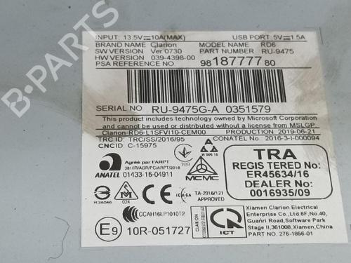 Radio CITROËN C3 / C3 ORIGIN III (SX)  | BP13391451E6 