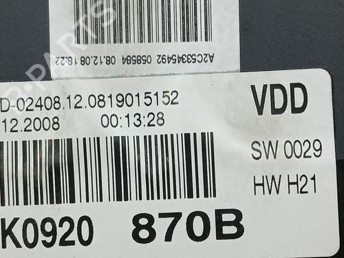 Instrument cluster VW GOLF VI (5K1) 1.4 TSI | BP25490448C47 